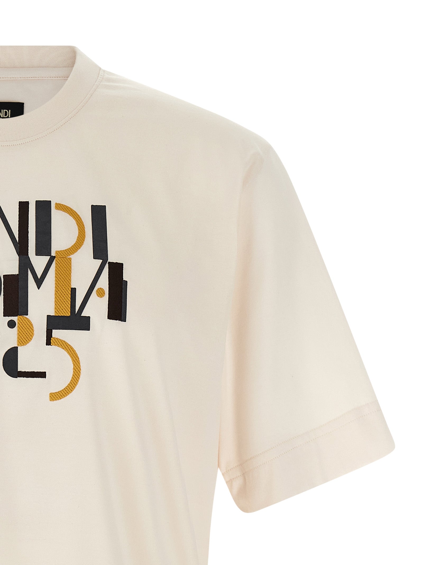 White Cotton Jersey T-Shirt with Roma 1925 Print