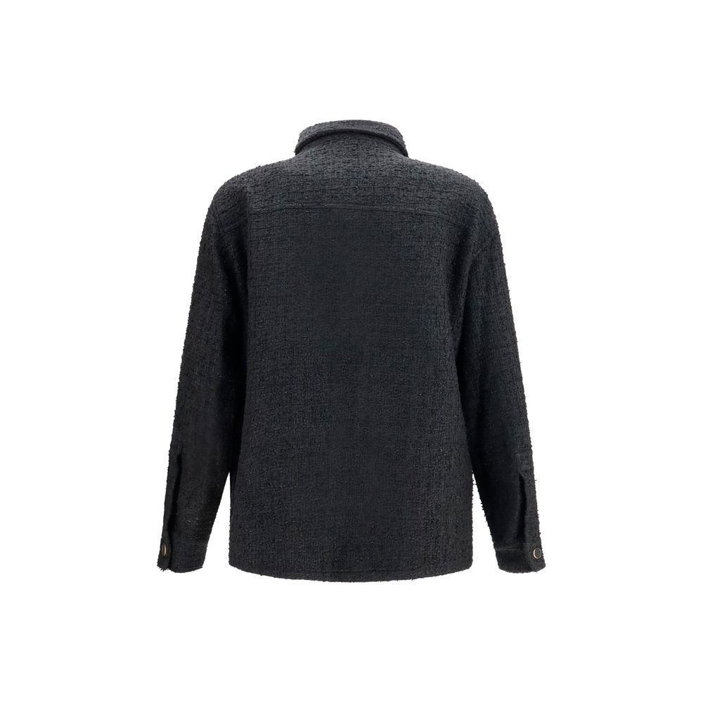 Oversized Tweed Cotton Full-Length Jacket