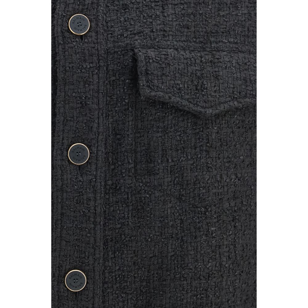 Oversized Tweed Cotton Full-Length Jacket