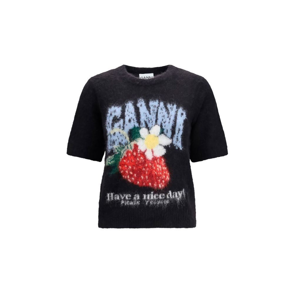 Black Alpaca Wool Blend T-Shirt