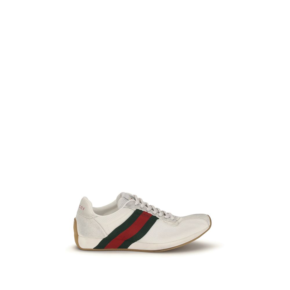 White Polyester Tempo Athletic Sneakers
