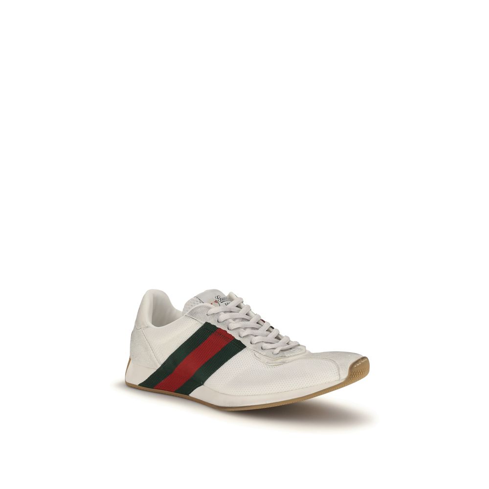 White Polyester Tempo Athletic Sneakers