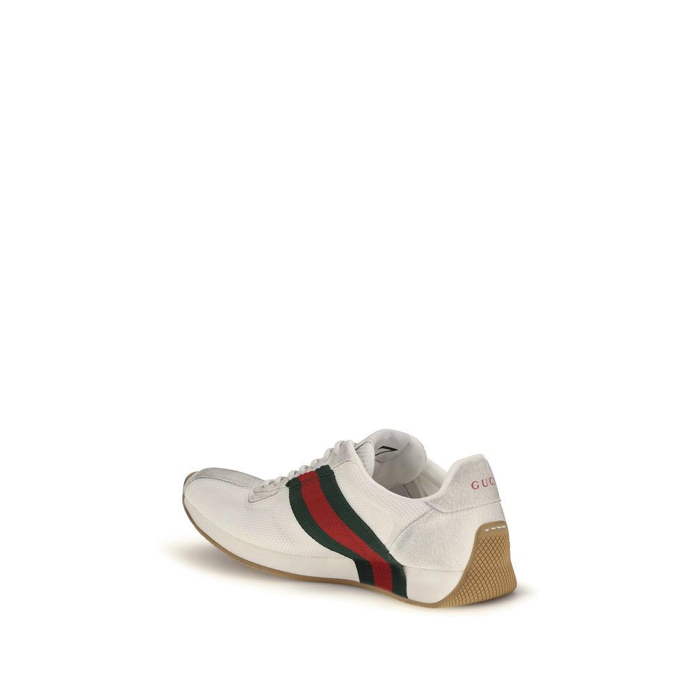 White Polyester Tempo Athletic Sneakers