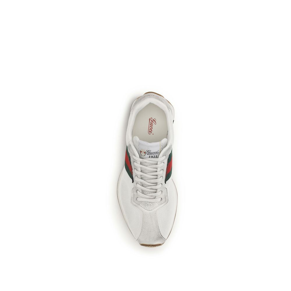 White Polyester Tempo Athletic Sneakers