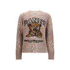 Beige Merino Wool Tiger-Print Sweater