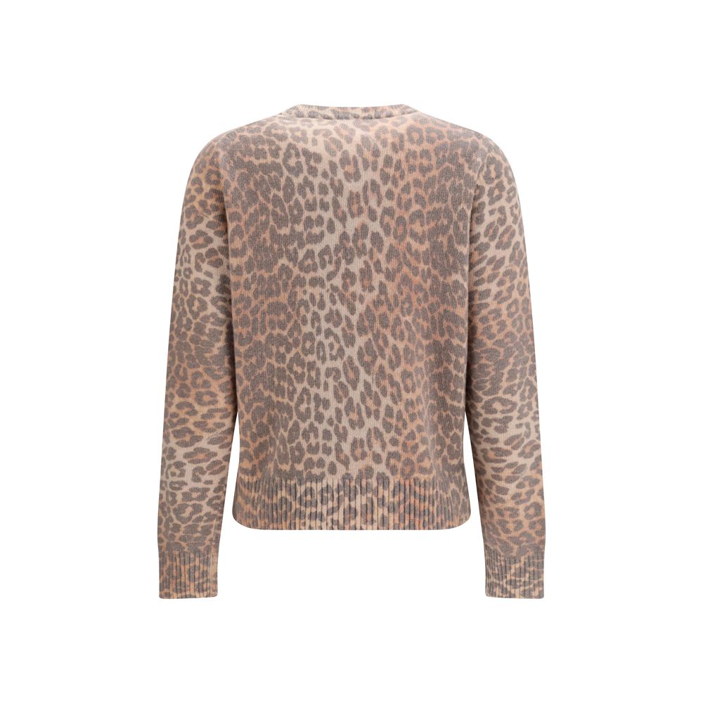 Beige Merino Wool Tiger-Print Sweater