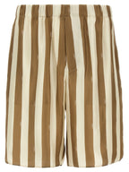 Beige Silk Bermuda Shorts