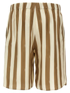 Beige Silk Bermuda Shorts