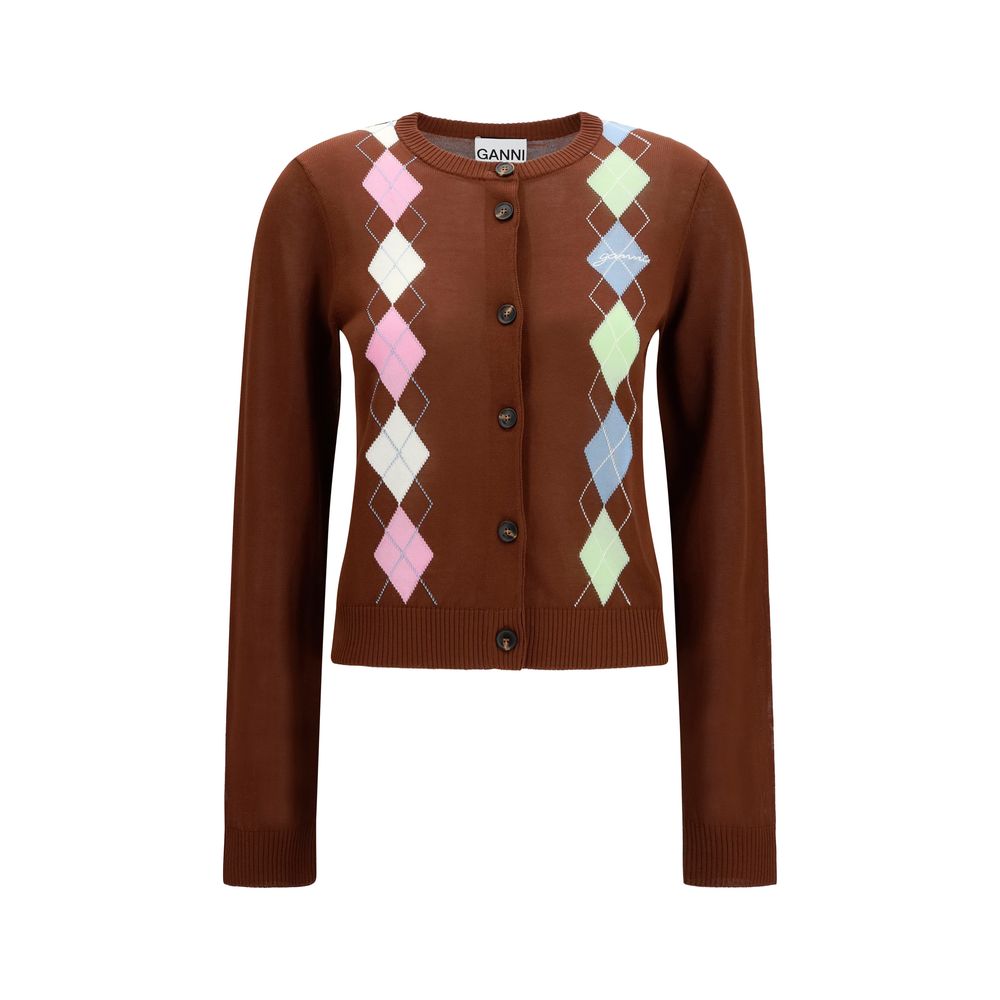 Diamond-Pattern Cotton Cardigan