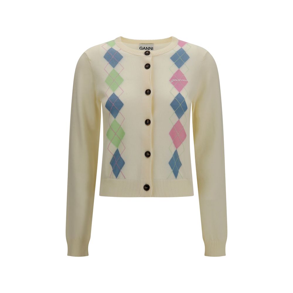 Diamond-Pattern Cotton Cardigan