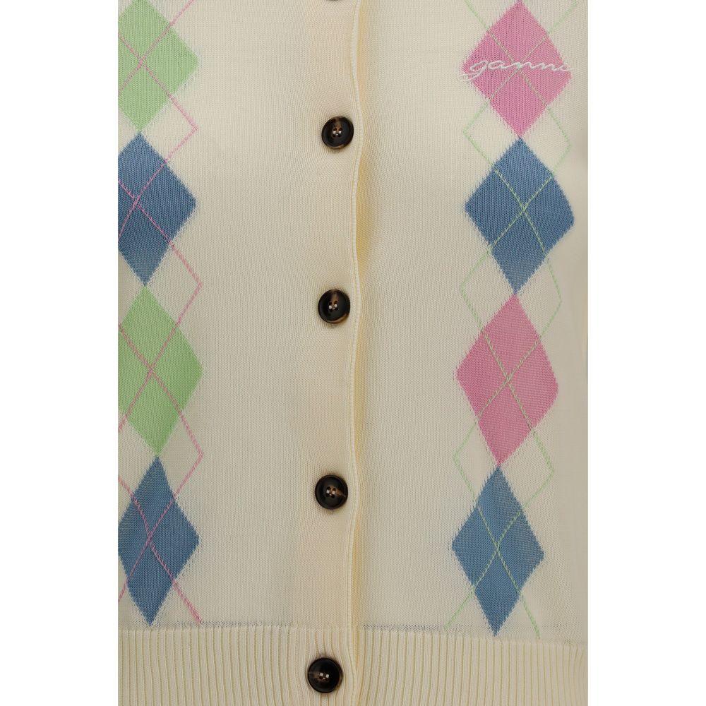 Diamond-Pattern Cotton Cardigan