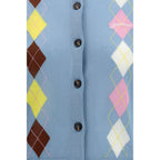 Diamond-Pattern Cotton Cardigan
