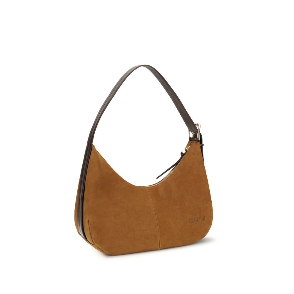 Vegan Suede-Effect Recycled Polyester Shoulder Bag