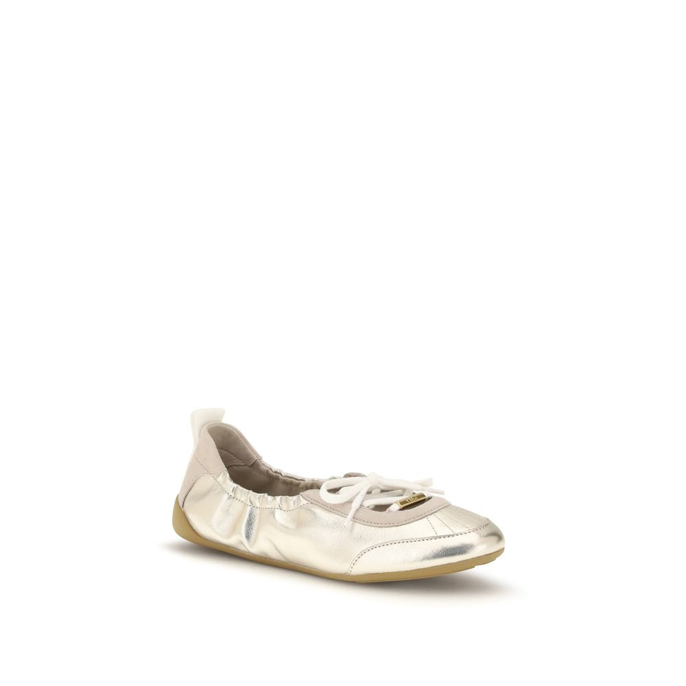 Kick Ballerinas Silver Suede Goatskin Sneakers