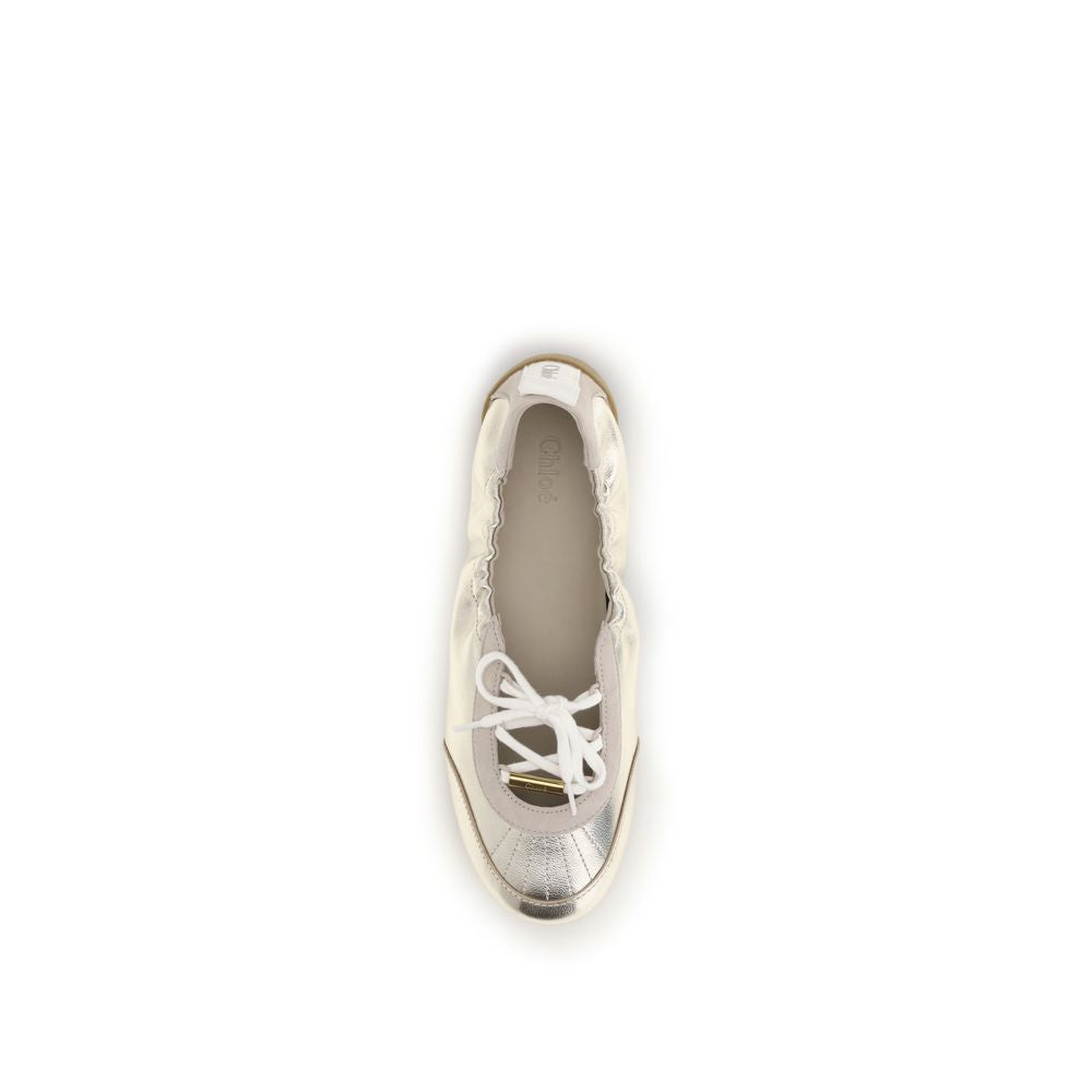 Kick Ballerinas Silver Suede Goatskin Sneakers