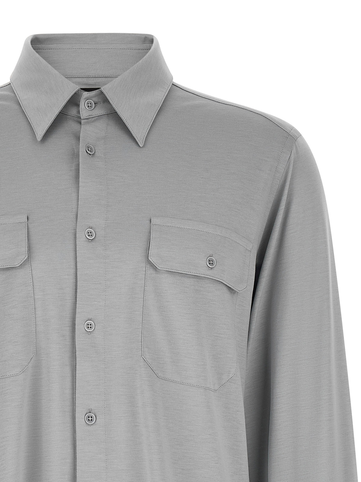 Silk-Cotton Military-Inspired Blouse