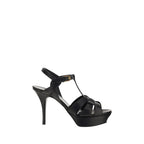 Black Calf Leather Platform Sandals