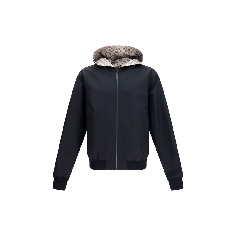 Black Polyester Reversible Zip Jacket