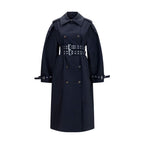 Black Double-Breasted Cotton Trench Coat