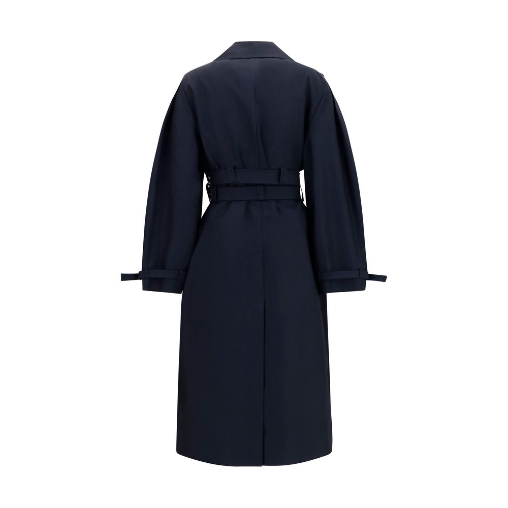 Black Double-Breasted Cotton Trench Coat