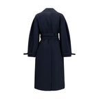 Black Double-Breasted Cotton Trench Coat