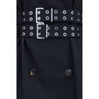 Black Double-Breasted Cotton Trench Coat