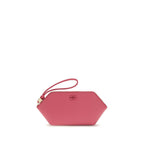 Grained Leather Bou Pouch Clutch with Butterfly Logo