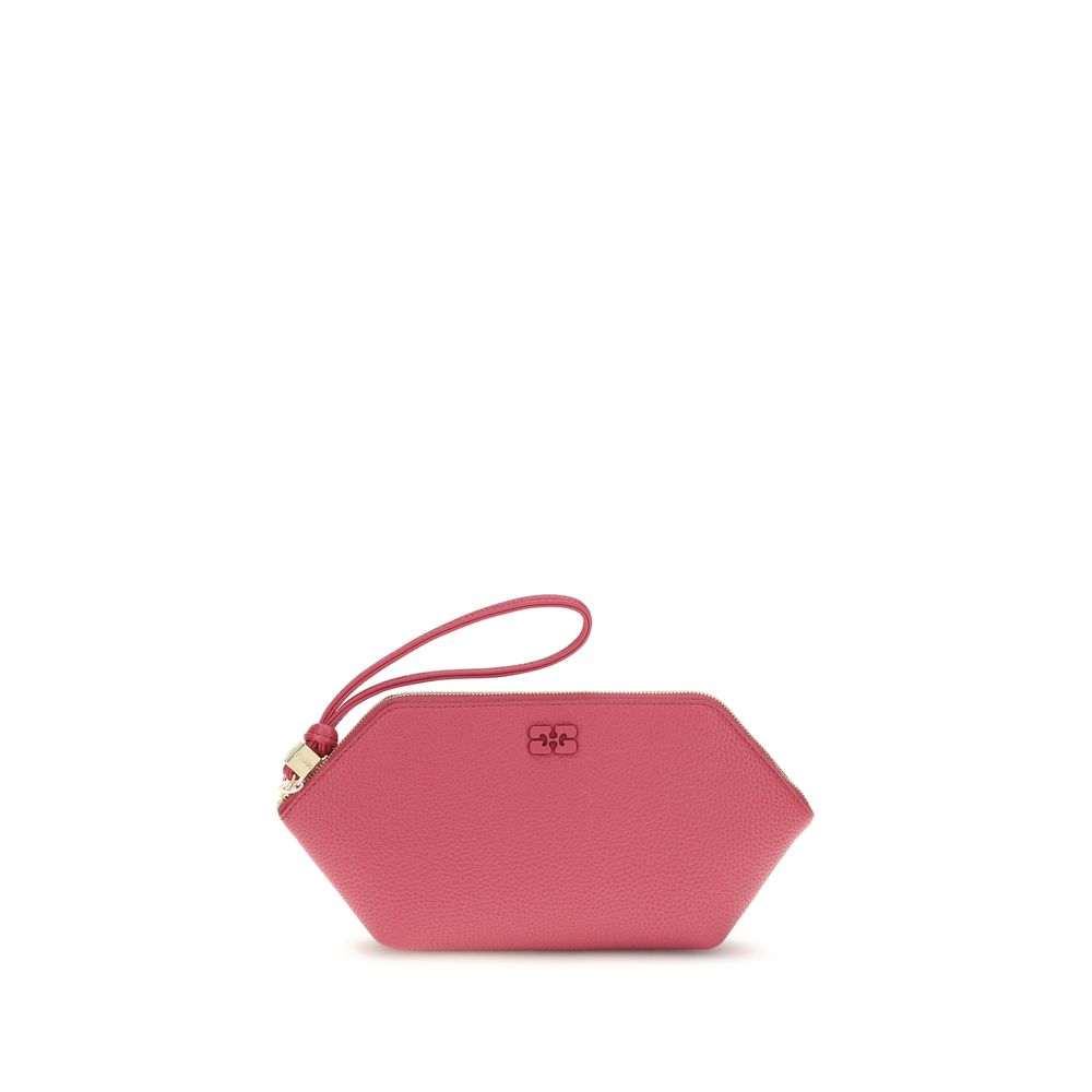 Grained Leather Bou Pouch Clutch with Butterfly Logo