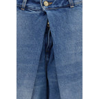 Blue Cotton Barrel Denim Jeans