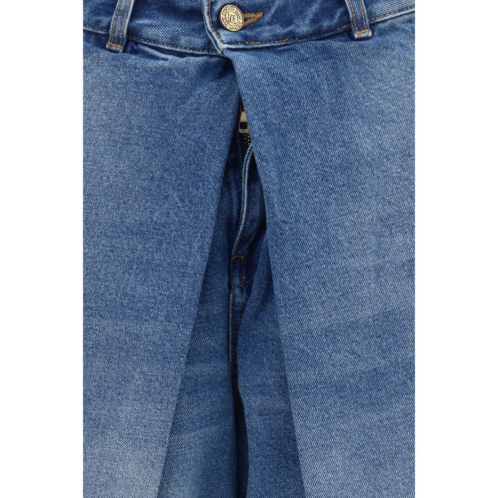 Blue Cotton Barrel Denim Jeans