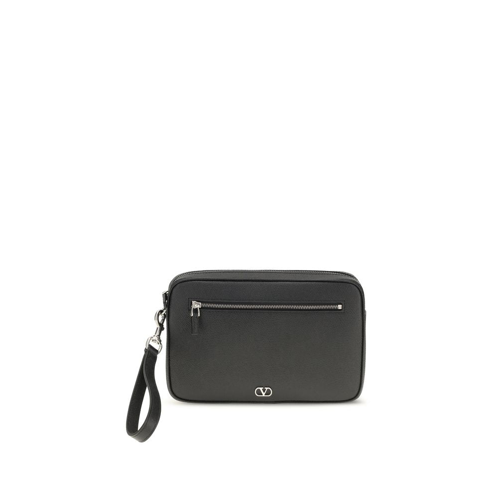 Textured Leather VLogo Signature Pouch