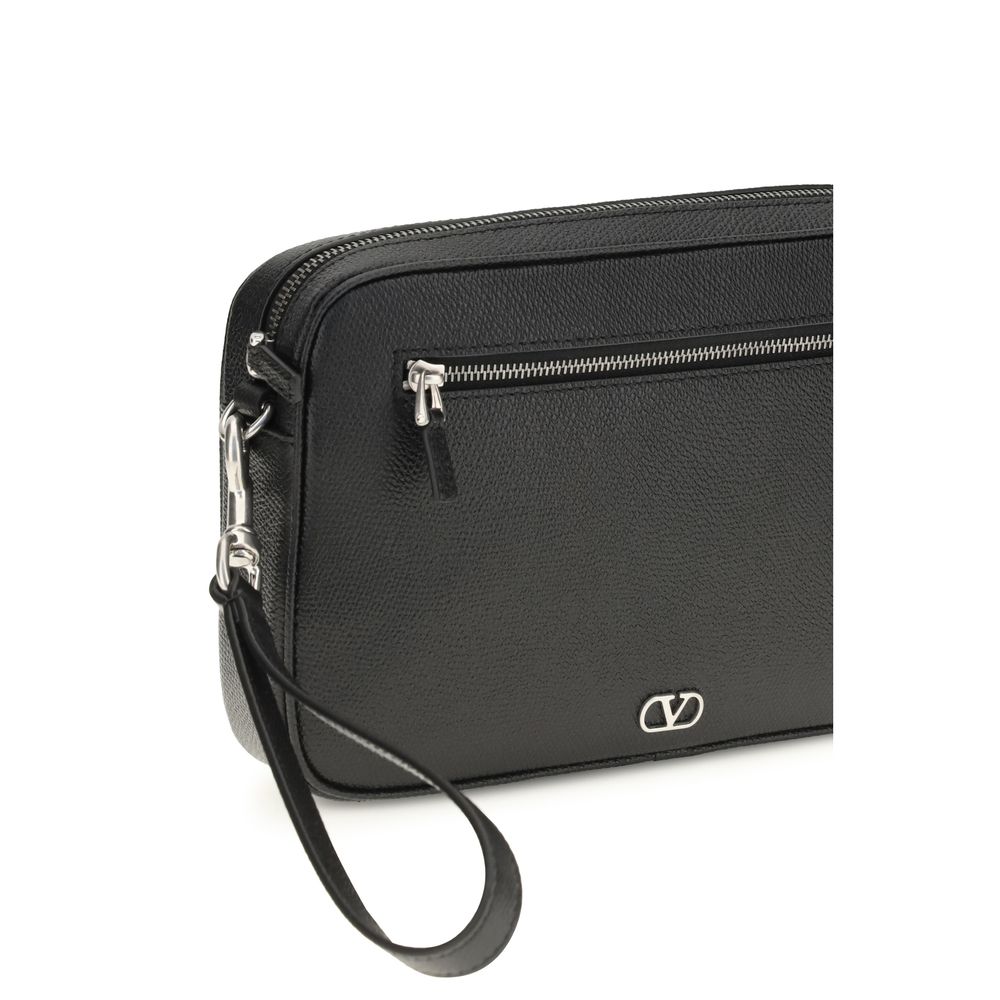 Textured Leather VLogo Signature Pouch