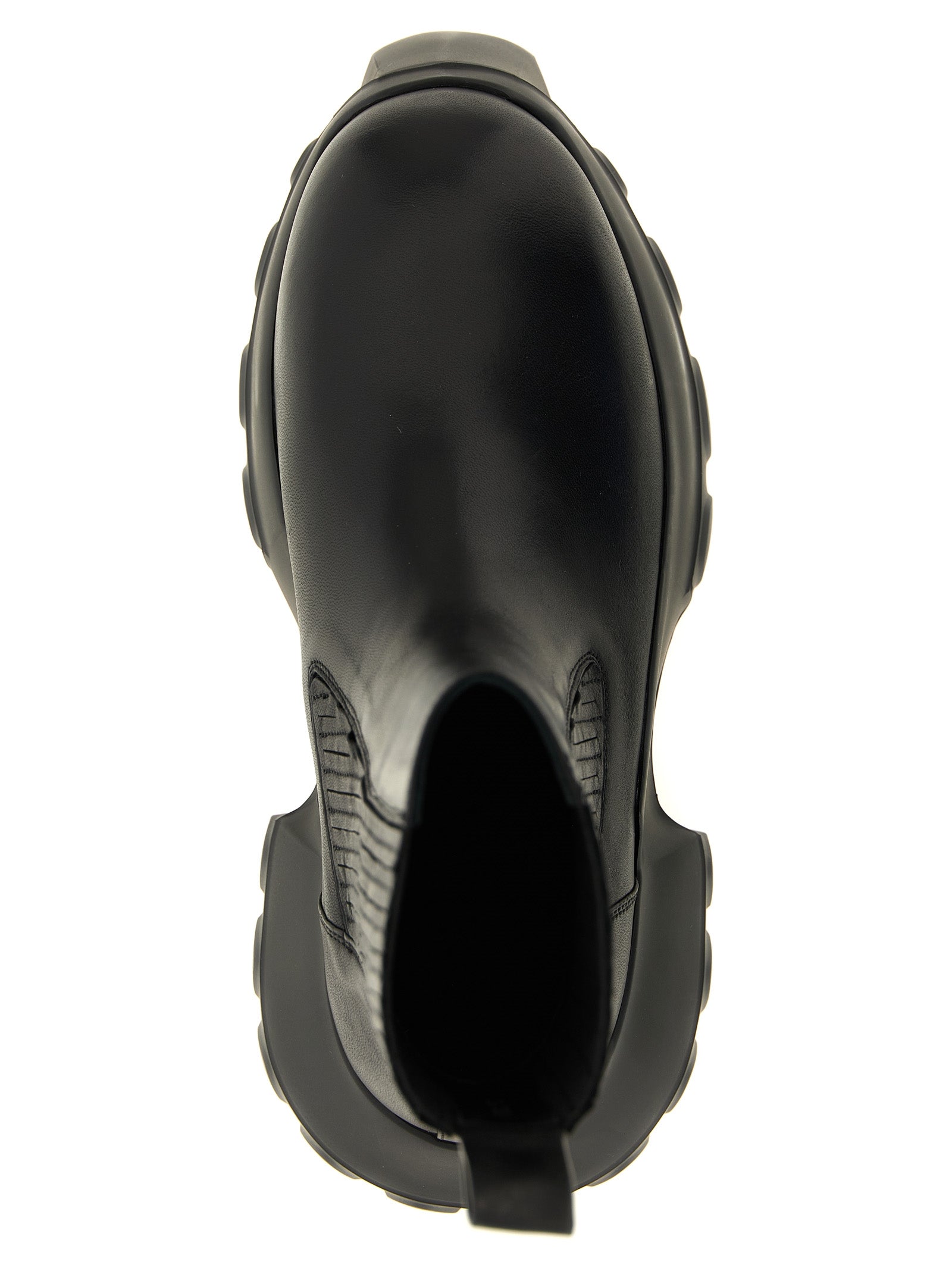 Beatle Mega Tractor Black Ram Leather Ankle Boots