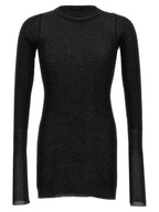 Black Viscose and Silk Rib Long-Sleeve T-Shirt