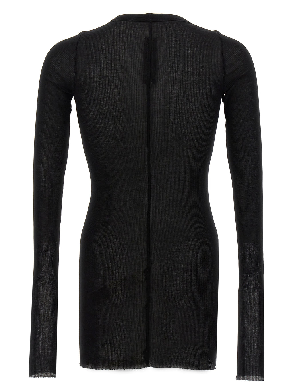 Black Viscose and Silk Rib Long-Sleeve T-Shirt