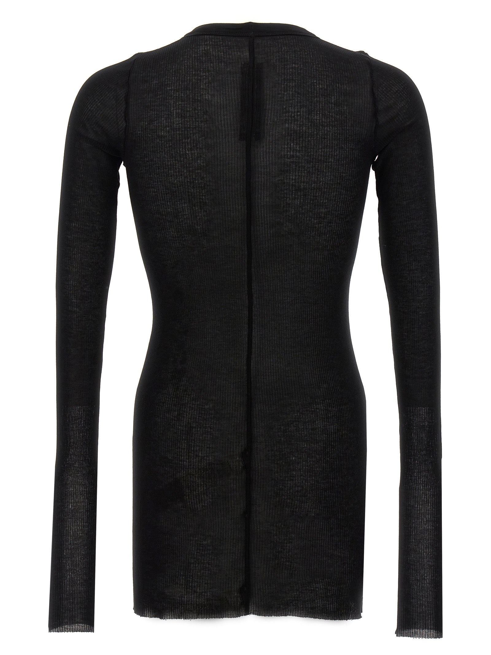 Black Viscose and Silk Rib Long-Sleeve T-Shirt