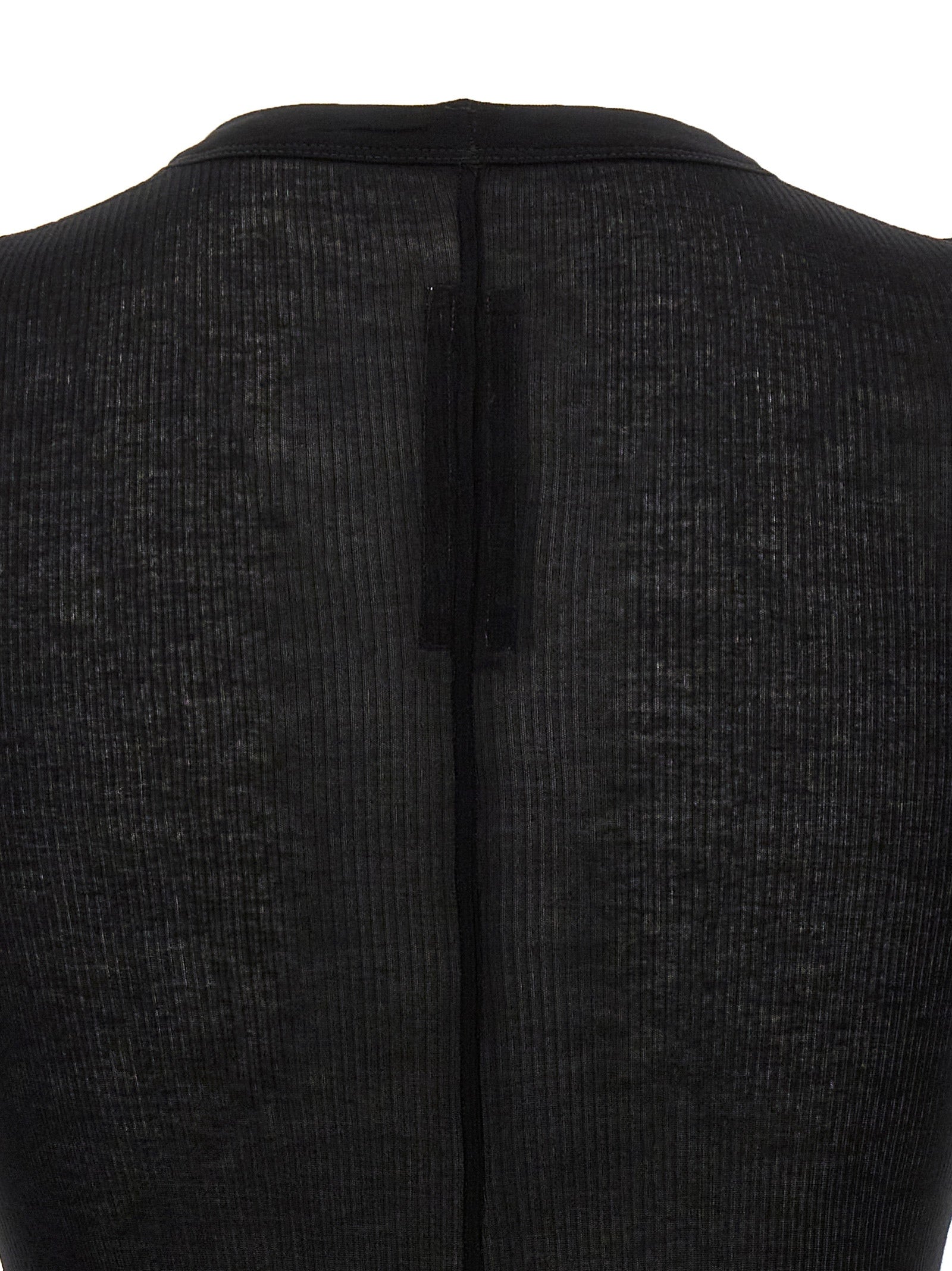 Black Viscose and Silk Rib Long-Sleeve T-Shirt