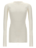 White Viscose and Silk Ribbed Long-Sleeve T-Shirt