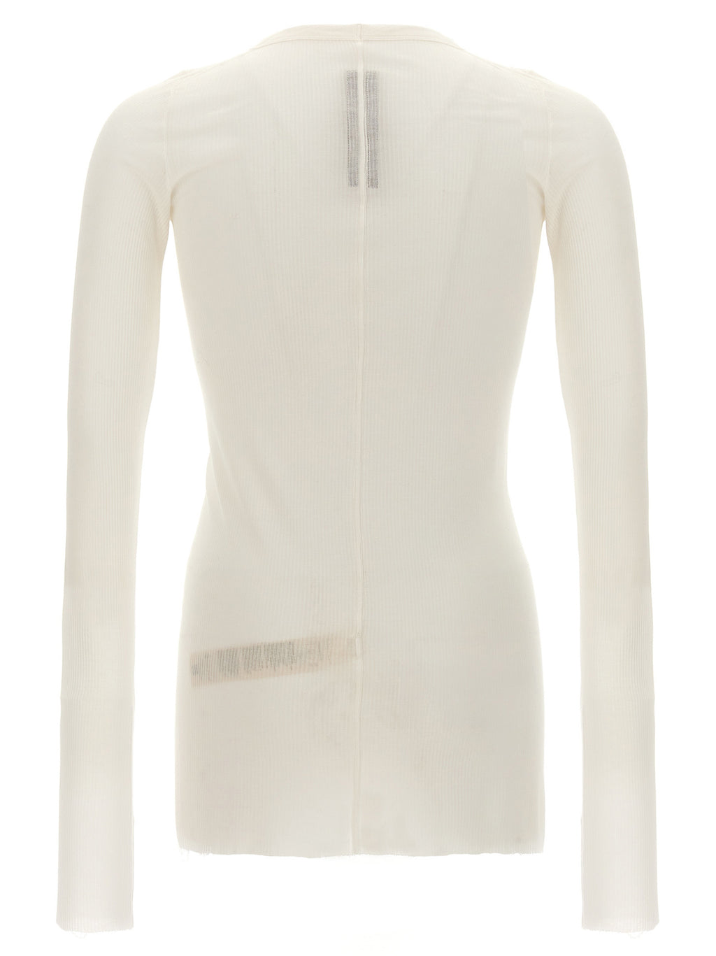 White Viscose and Silk Ribbed Long-Sleeve T-Shirt