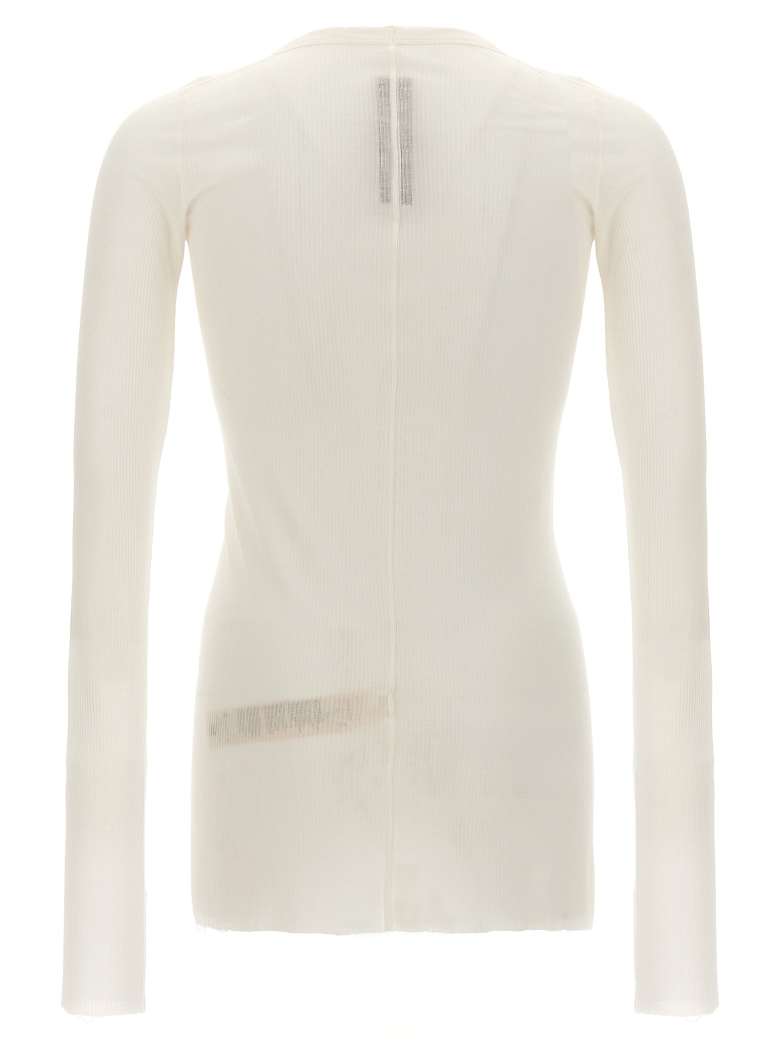 White Viscose and Silk Ribbed Long-Sleeve T-Shirt