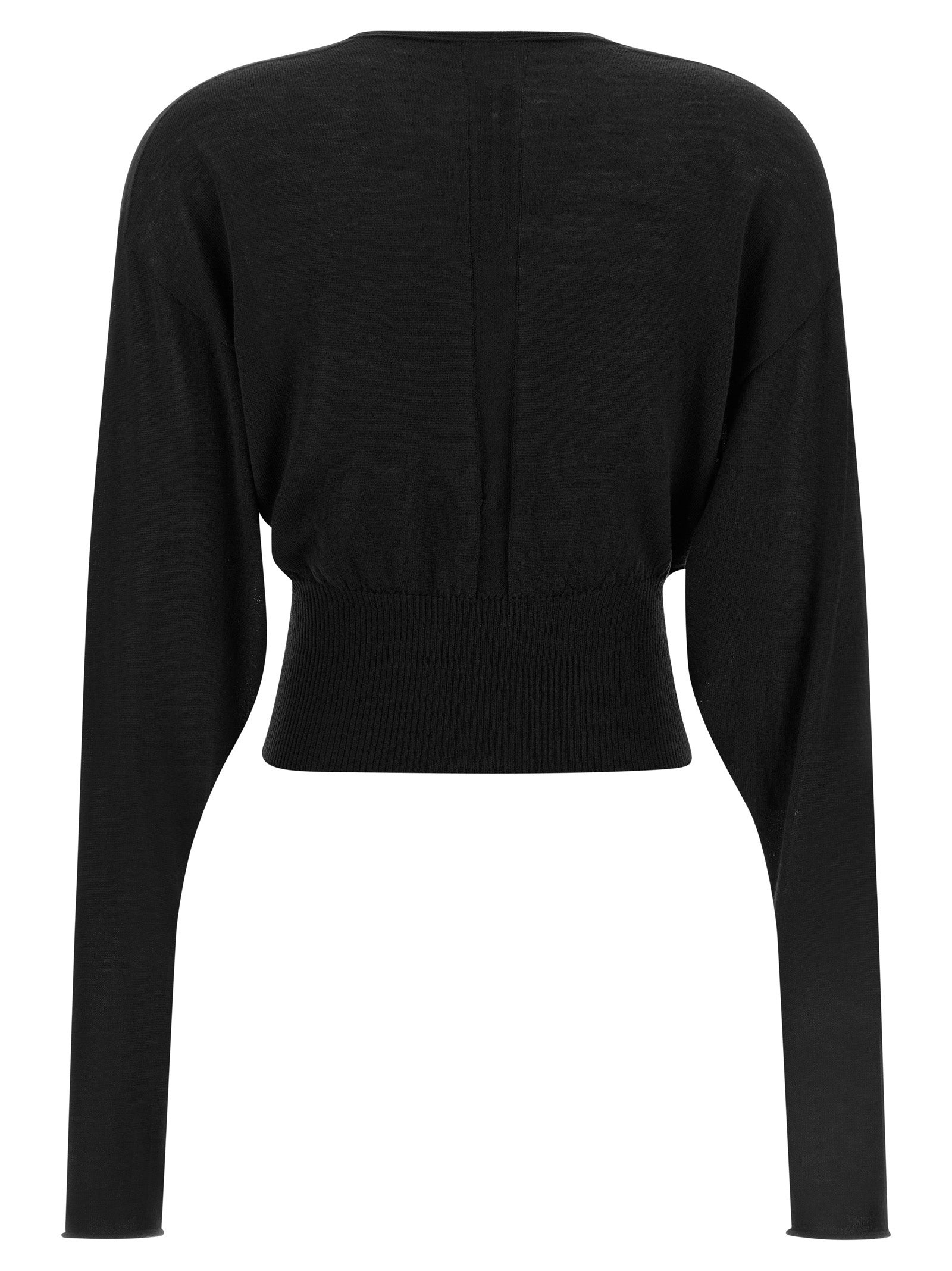 V-Cropped Cotton Sweater