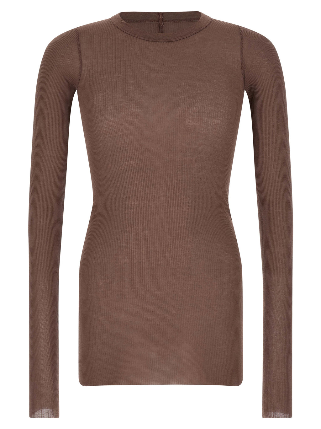 Purple Ribbed Viscose Silk Blend Long Sleeve T-Shirt