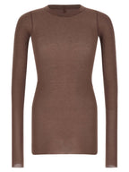 Purple Ribbed Viscose Silk Blend Long Sleeve T-Shirt