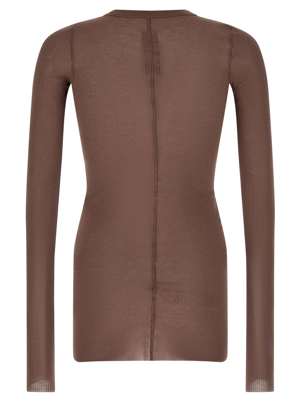 Purple Ribbed Viscose Silk Blend Long Sleeve T-Shirt