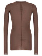 Purple Ribbed Viscose Silk Blend Long Sleeve T-Shirt