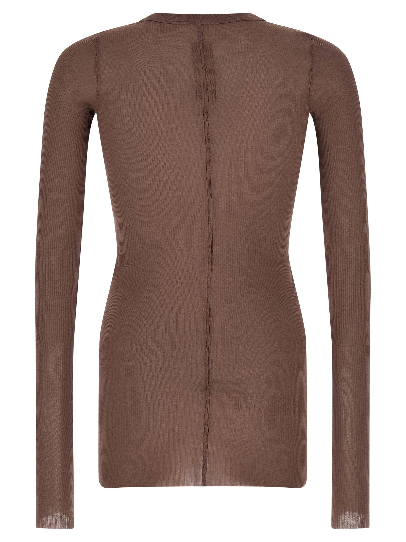Purple Ribbed Viscose Silk Blend Long Sleeve T-Shirt