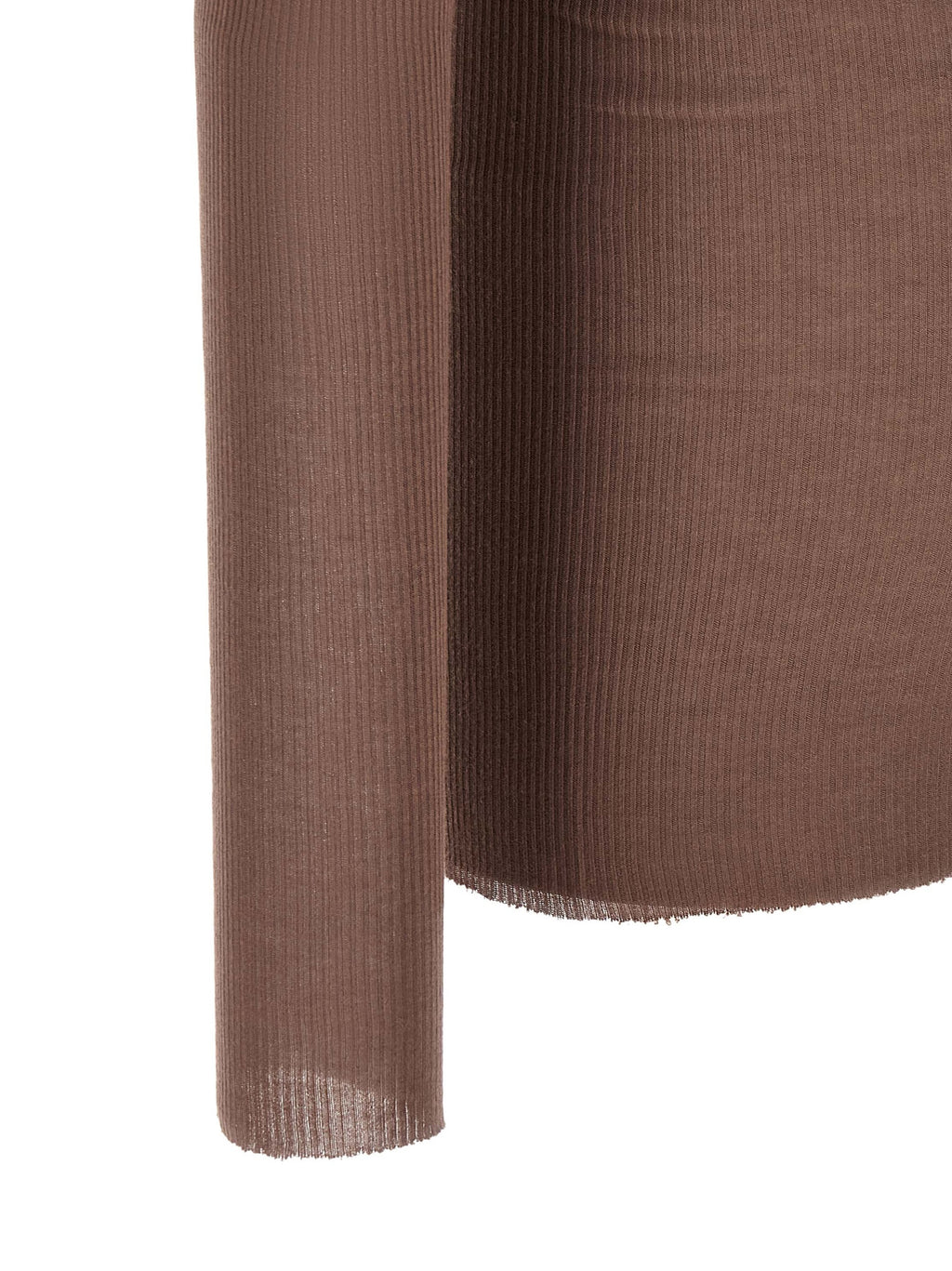 Purple Ribbed Viscose Silk Blend Long Sleeve T-Shirt