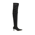 Black Polyurethane Over-The-Knee Boots
