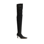Black Polyurethane Over-The-Knee Boots