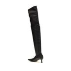 Black Polyurethane Over-The-Knee Boots
